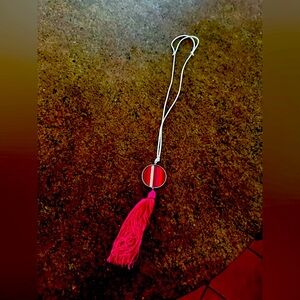 Stripe You Florence Italy Fabric circle fabric necklace Brand new!